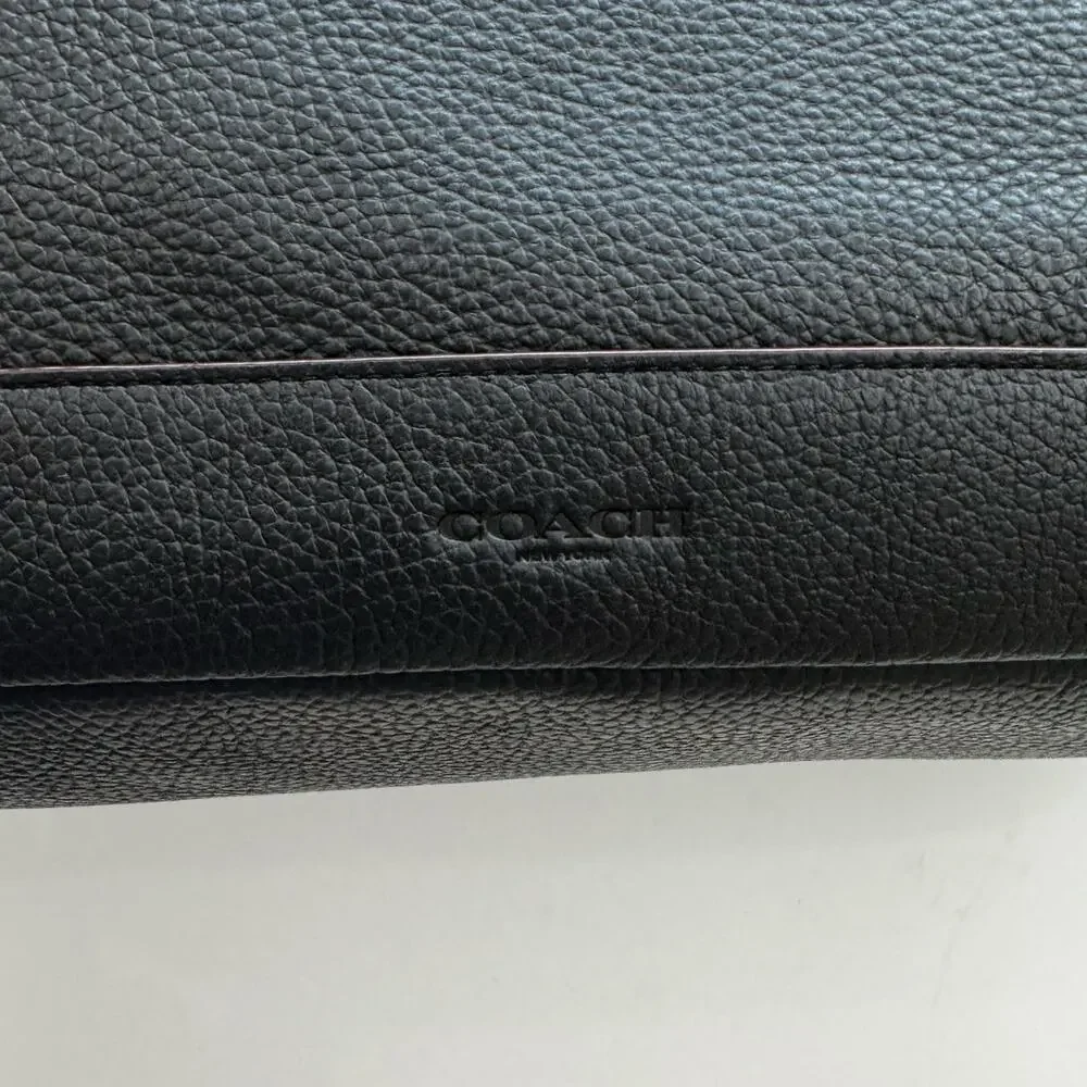 Coach Hamilton Bag Pebbled Leather Briefcase Business Travel G1761- F11319 Black